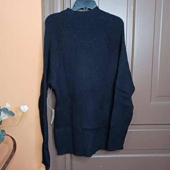 Studio Works Women's XL Black Sparkle Sweater - Picture 2 of 10